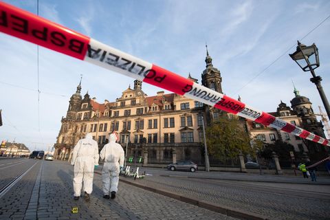 Das Residenzschloss mit dem Grünen Gewölbe im Dresden nach dem Diebstahl der Juwelen im November 2019