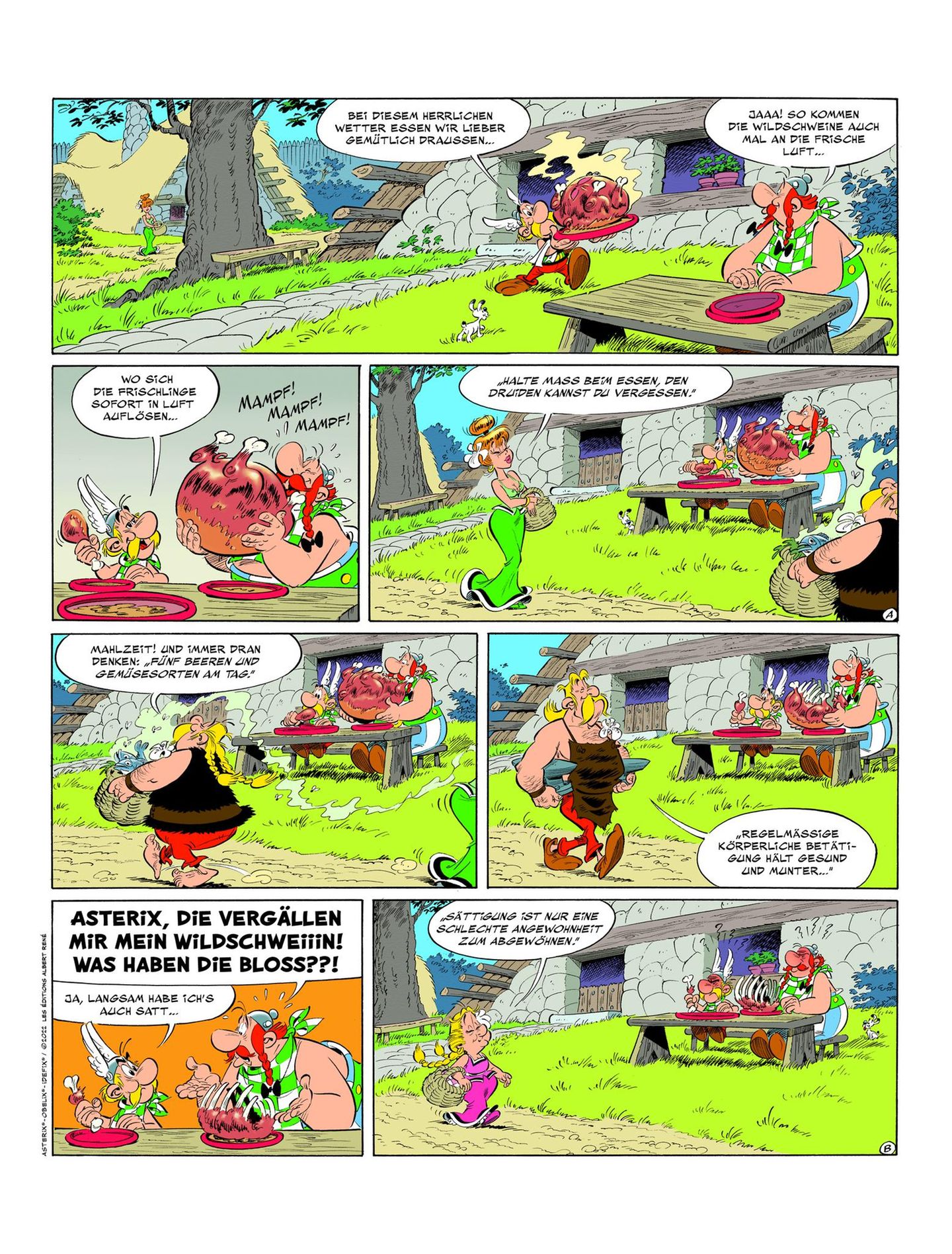 Ein kleiner Vorgeschmack auf Band 40: Obelix wird seine Leibspeise Wildschwein madig gemacht