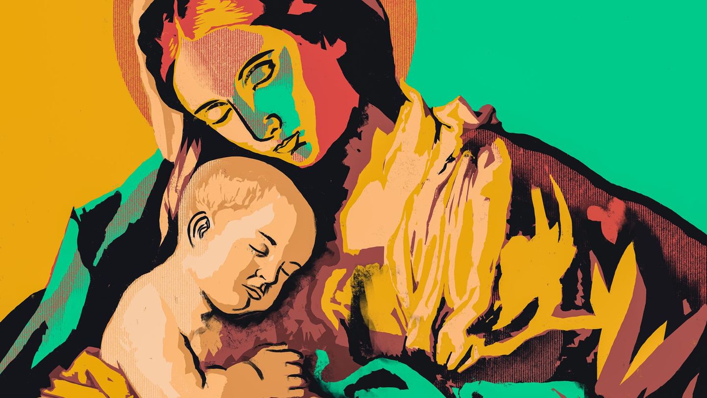 Illustration von Maria und Baby Illustration von Maria und Baby