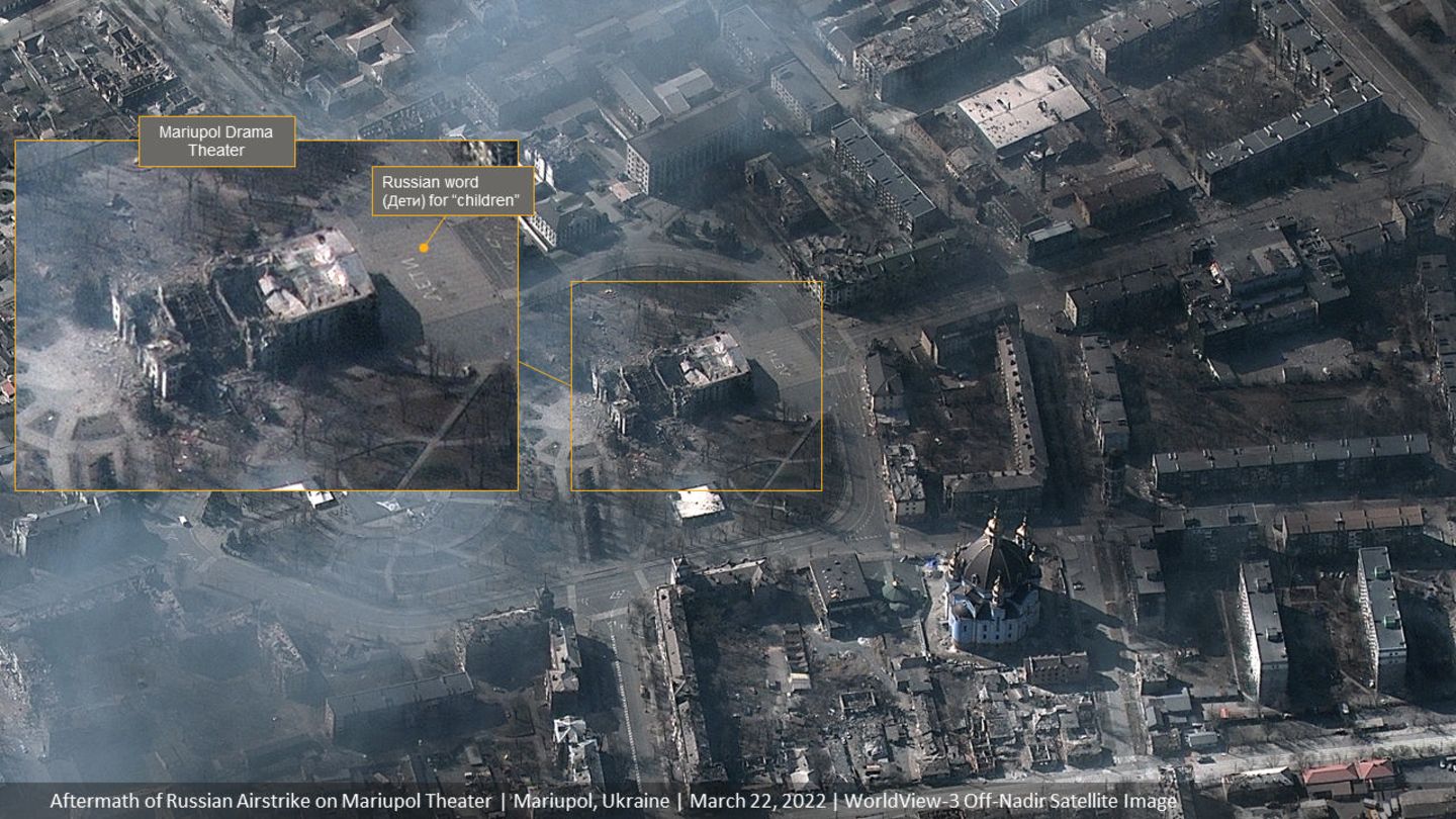 Satellitenbild Mariupol Theater Satellitenbild Mariupol Theater