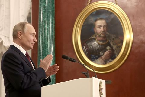 Wladimir Putin bei einer Pressekonferenz im Kremlin