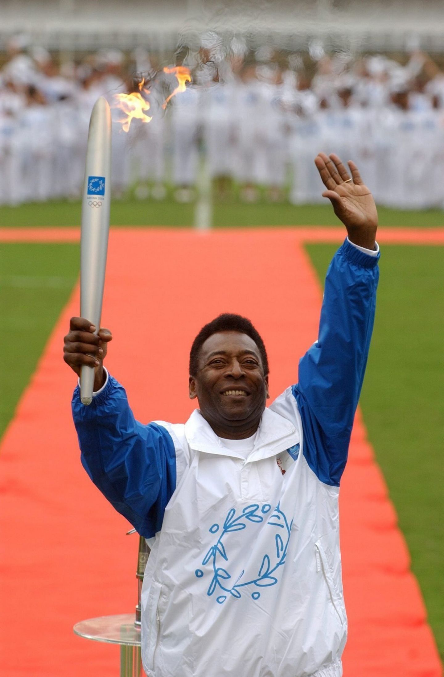 Pelé in Rio de Janeiro mit Olympiafackel