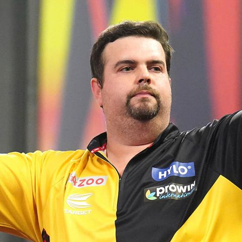 Gabriel Clemens bei der Darts-WM nach seinem Sieg gegen Gerwyn Price