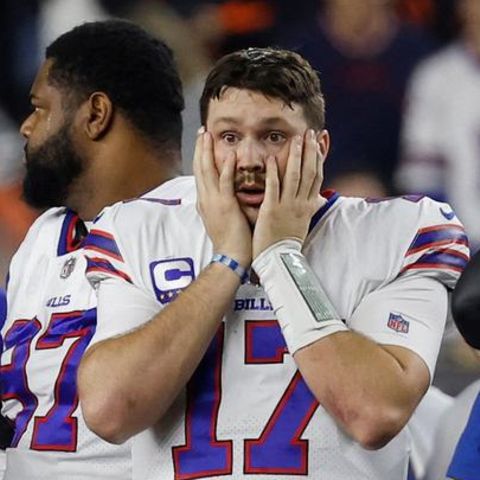 Bills-Superstar Josh Allen ringt nach dem Unfall von Damar Hamlin auf dem Spielfeld um Fassung.