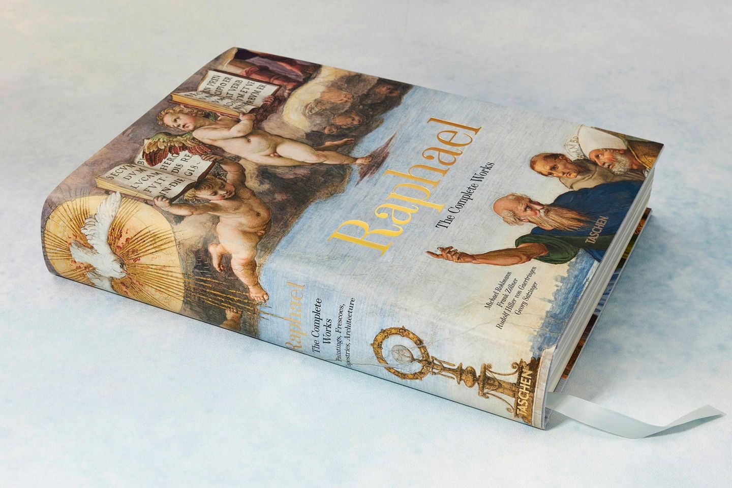 "Raffael. Das Gesamtwerk. Gemälde, Fresken, Teppiche, Architektur." Hardcover mit Ausklappseiten, 720 Seiten, erschienen im Taschen Verlag. 