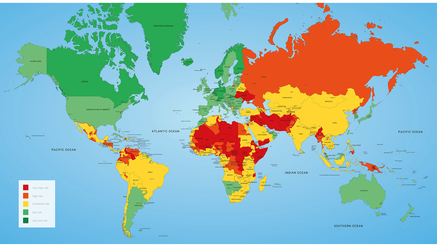 Risk Map 2023 zeigt die gefährlichsten und sichersten Reiseländer