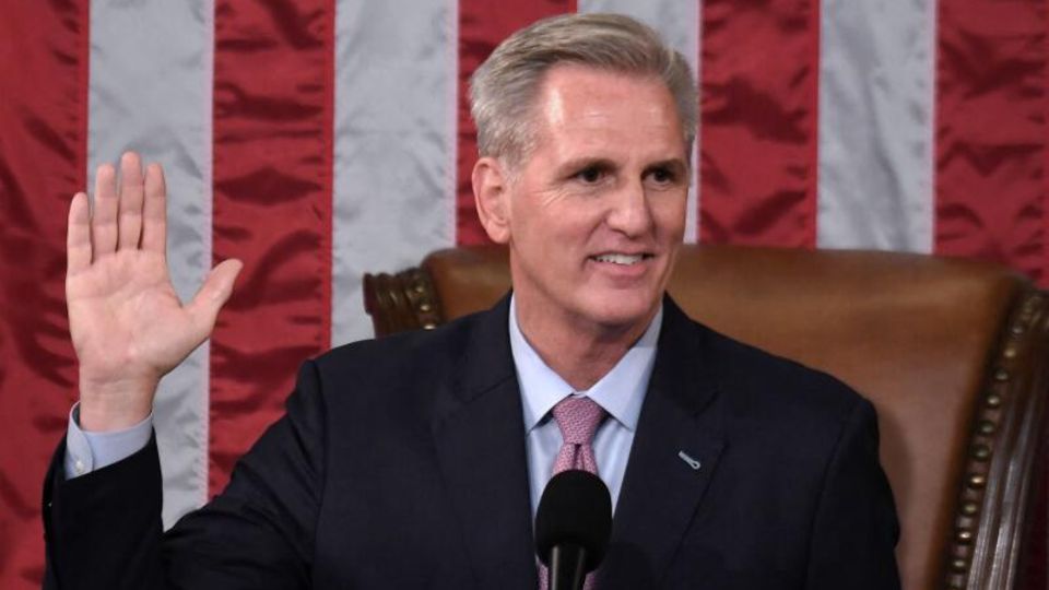 Finally he gets to swing the hammer: Republican spokesman Kevin McCarthy