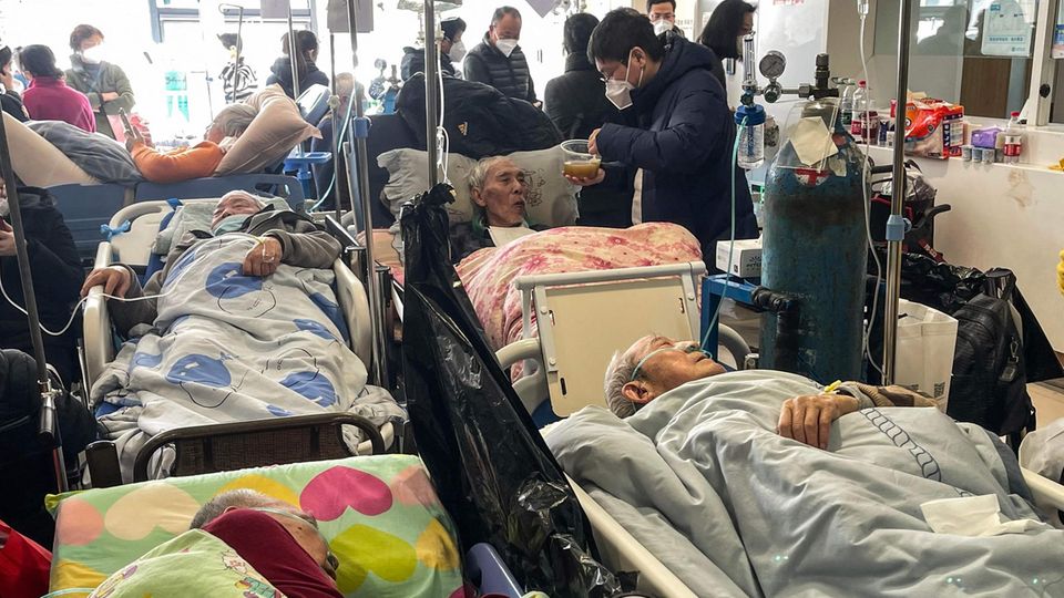 Belegte Betten im Tongren-Krankenhaus in Shanghai