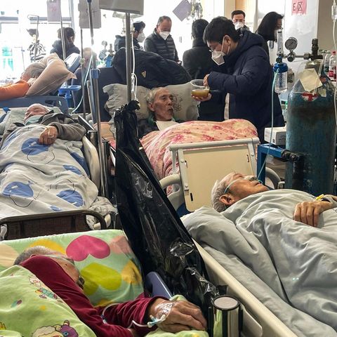 Belegte Betten im Tongren-Krankenhaus in Shanghai