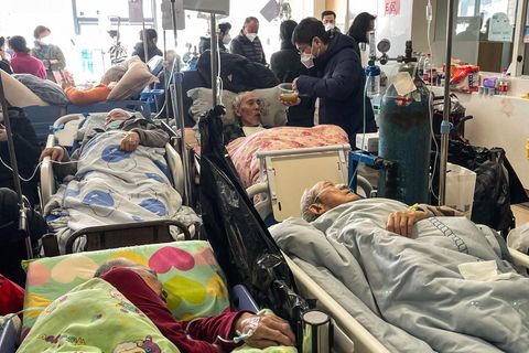 Belegte Betten im Tongren-Krankenhaus in Shanghai
