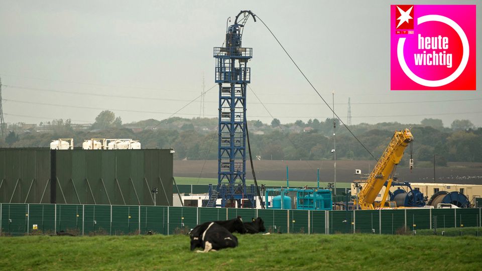 So könnte es auch in Deutschland aussehen: eine Fracking-Anlage in der Nähe von Blackpool in Großbritannien