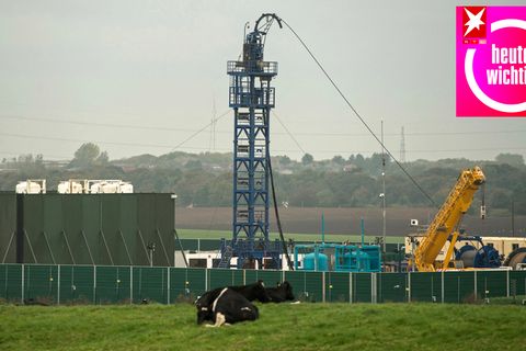 So könnte es auch in Deutschland aussehen: eine Fracking-Anlage in der Nähe von Blackpool in Großbritannien