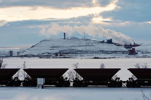 Die Eisenmine des staatlichen schwedischen Bergbauunternehmens LKAB in der nördlichsten Stadt Schwedens, Kiruna
