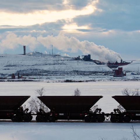 Die Eisenmine des staatlichen schwedischen Bergbauunternehmens LKAB in der nördlichsten Stadt Schwedens, Kiruna
