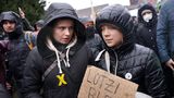 Die Klimaaktivistinnen Luisa Neubauer und Greta Thunberg auf der Demo