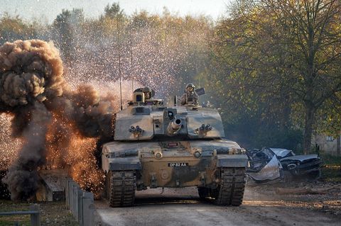 Challenger 2 der Kings Royal Hussars (KRH) Battlegroup bei einer Übung.