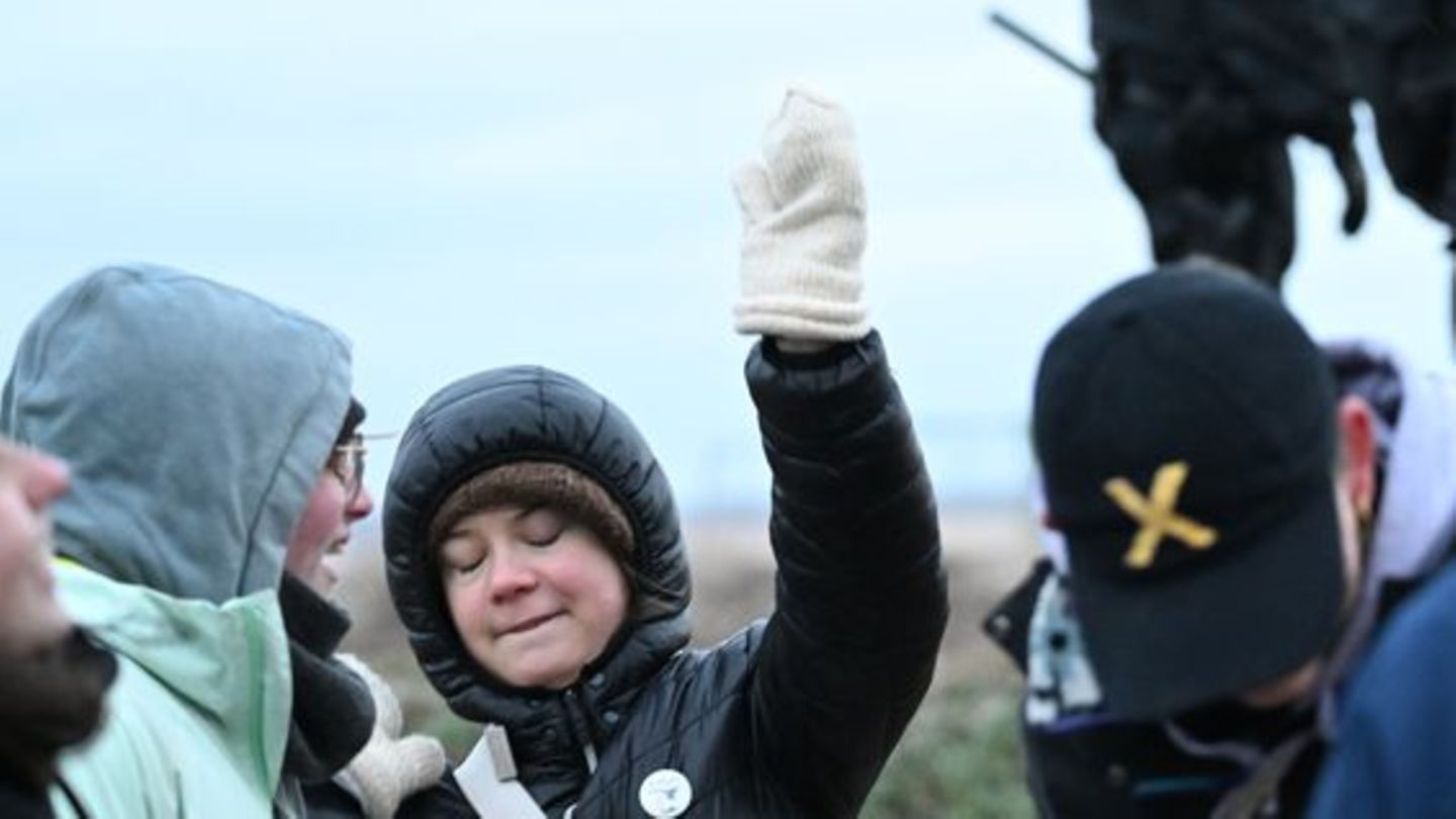 Greta Thunberg zusammen mit einer Gruppe weiterer Klimaaktivisten