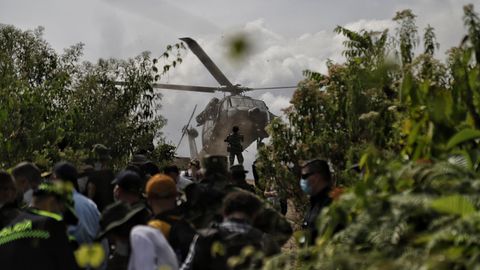 Kolumbianische Soldaten sind auf Koka-Plantagen im Einsatz
