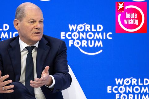 Bundeskanzler Olaf Scholz während des 53. Jahrestreffens des Weltwirtschaftsforums (WEF) in Davos