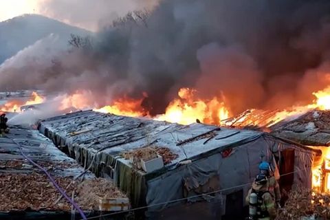 Video: Feuer in einem der letzten Slums Seouls