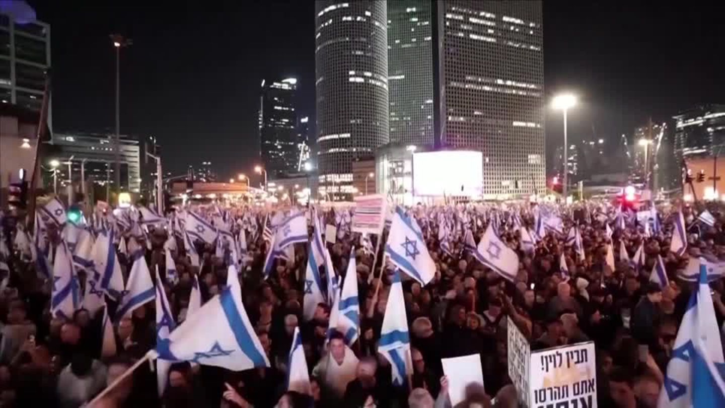 Video: Erneut Proteste in Tel Aviv gegen Regierung - Zehntausende auf der Straße