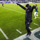 Head Coach Nick Sirianni von den Philadelphia Eagles reagiert während des Spiels gegen die New York Giants. Gegen die 49ers sind die Eagles Gastgeber und genießen damit Heimvorteil.