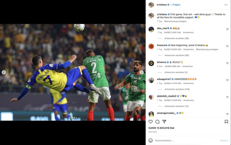 Instagram post by Cristiano Ronaldo