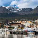 Blick auf den Hafen von Ushuaia, Argentinien