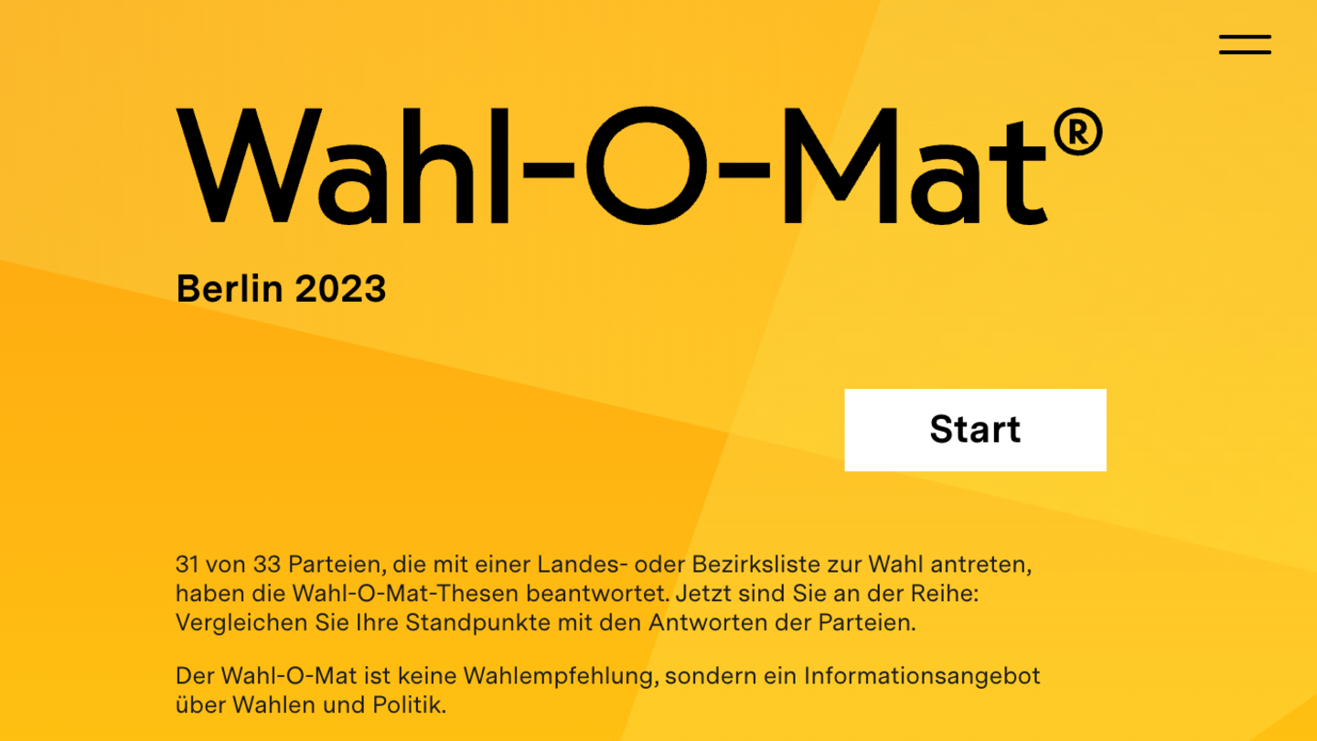 Wahlomat 2023 and Wahlswiper are intended to help Berlin voters