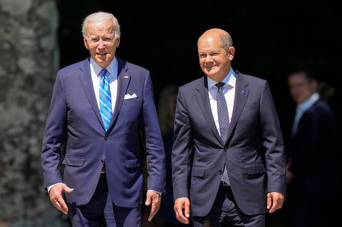 US-Präsident Joe Biden (l.) und Bundeskanzler Olaf Scholz 