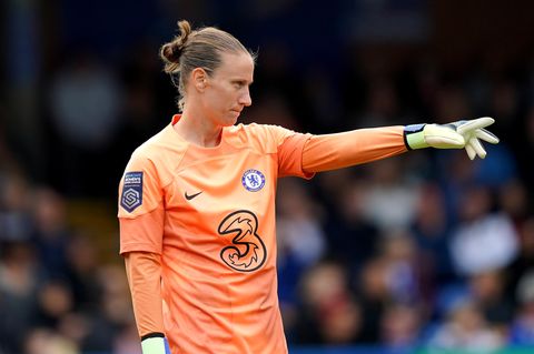Chelseas Torhüterin Ann-Katrin Berger während eines Spiels gegen Manchester City