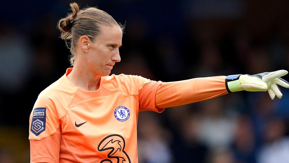 Chelseas Torhüterin Ann-Katrin Berger während eines Spiels gegen Manchester City