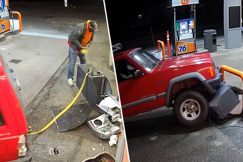 Nur das Auto ist ramponiert: Gangster versuchen Geldautomaten zu knacken – ohne Erfolg
