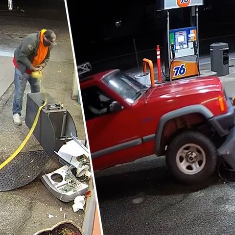 Nur das Auto ist ramponiert: Gangster versuchen Geldautomaten zu knacken – ohne Erfolg
