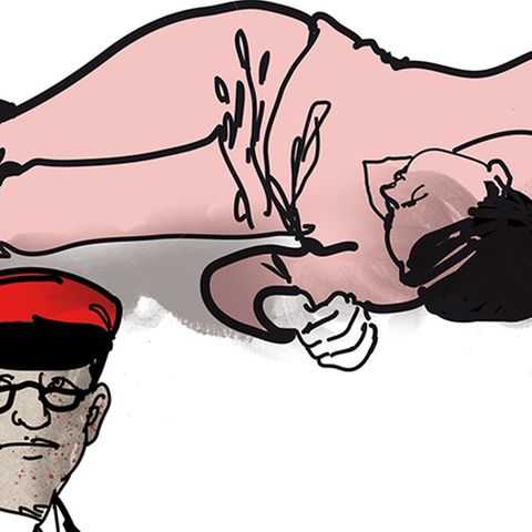 Illustration einer kollabierten Frau