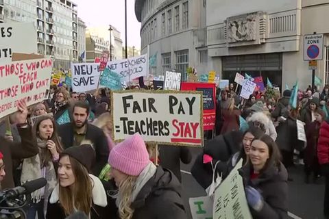 Video: Streiks in Großbritannien: Schulen geschlossen
