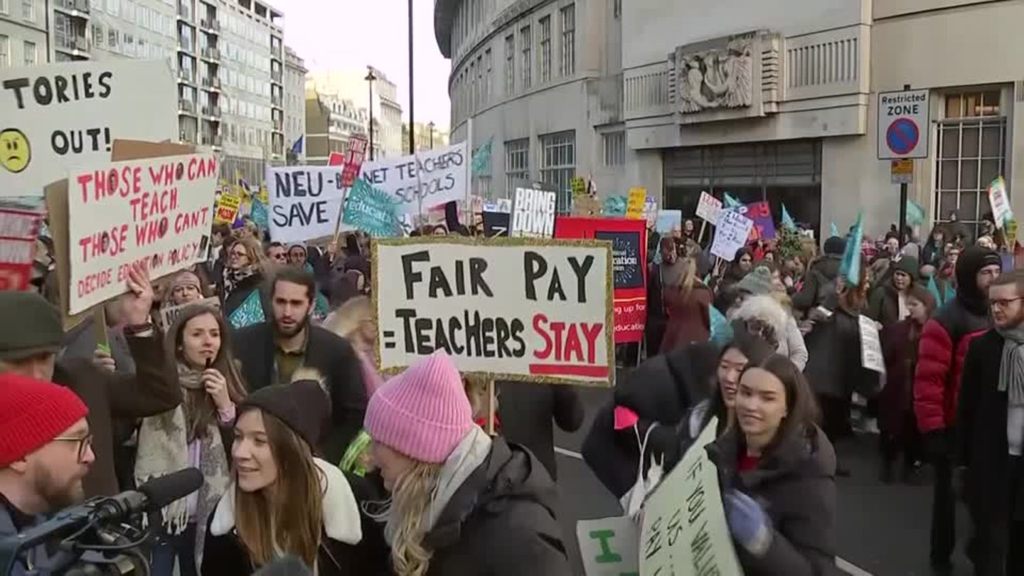 Video: Streiks in Großbritannien: Schulen geschlossen