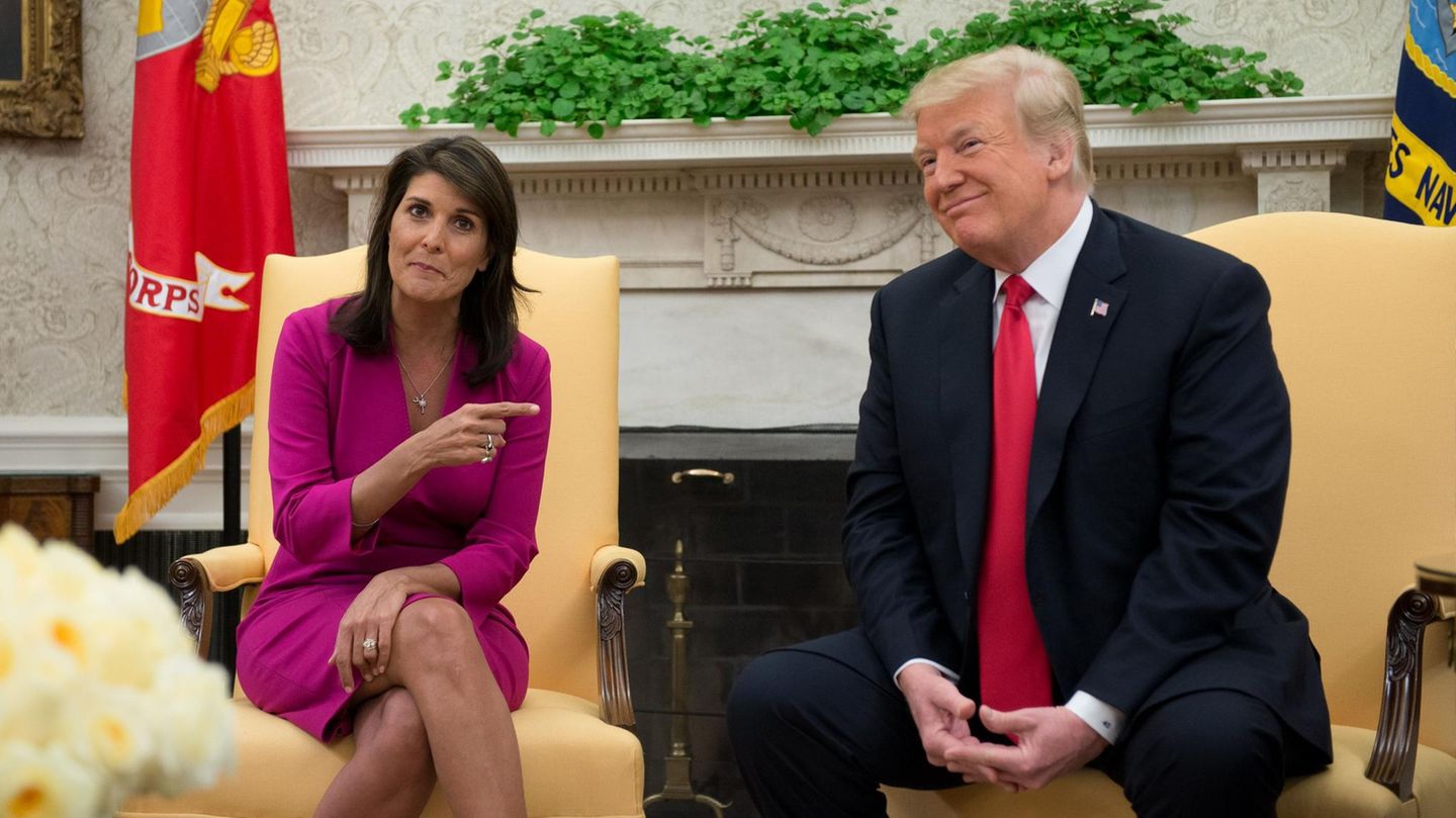 Nikki Haley, einst UN-Botschafterin der USA, und der frühere US-Präsident Donald Trump Nikki Haley, einst UN-Botschafterin der USA, und der frühere US-Präsident Donald Trump