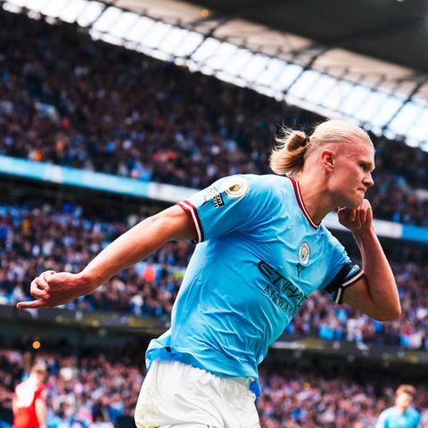 Erling Haaland von Manchester City sein Tor im Spiel gegen Manchester United