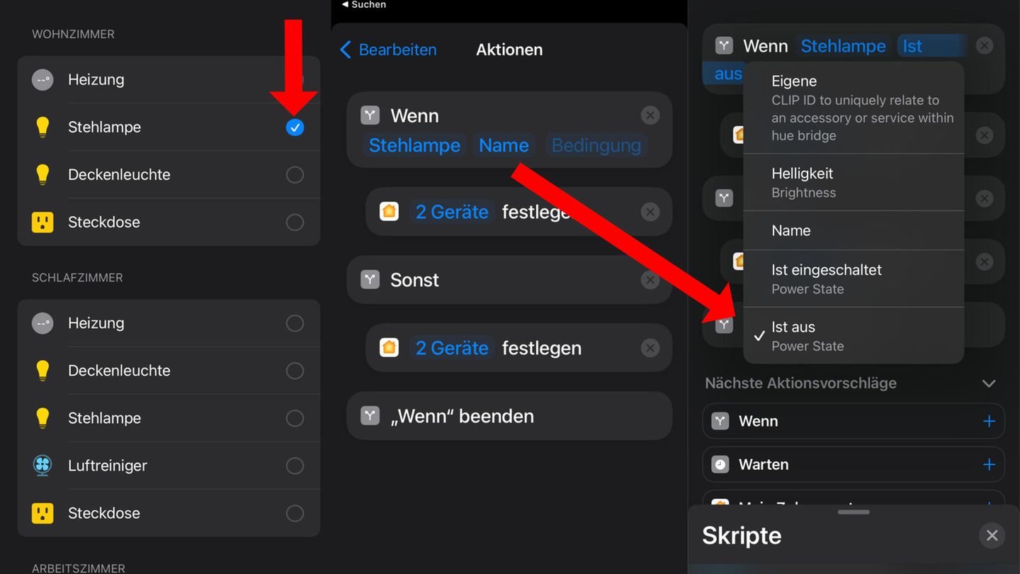 Dann auf "Name" klicken und "Ist aus" auswählen