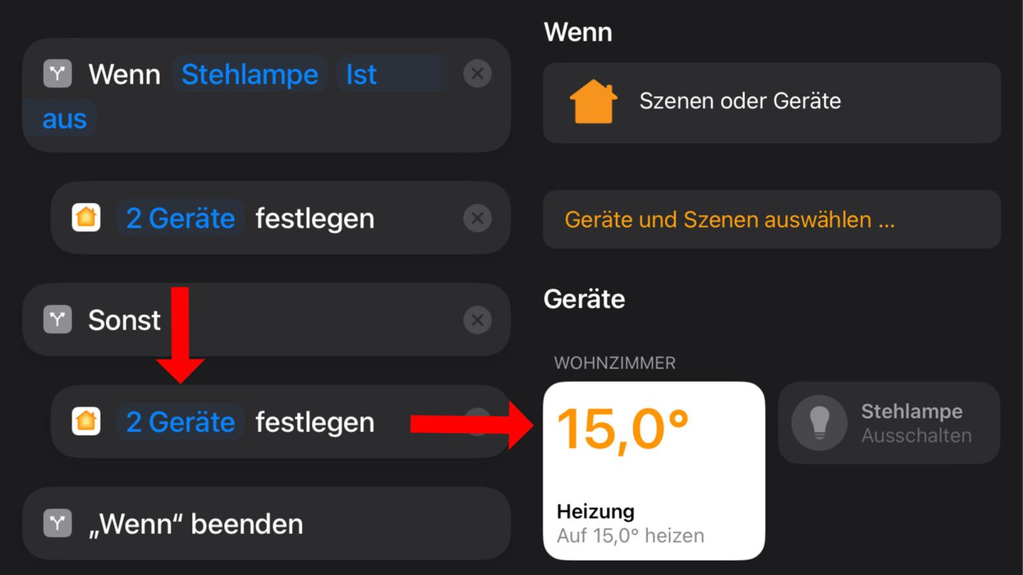 Heizung und Stehlampe ausschalten beziehungsweise herunter regulieren