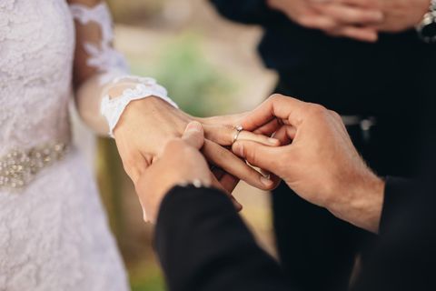 Brautpaar steckt sich Ringe an