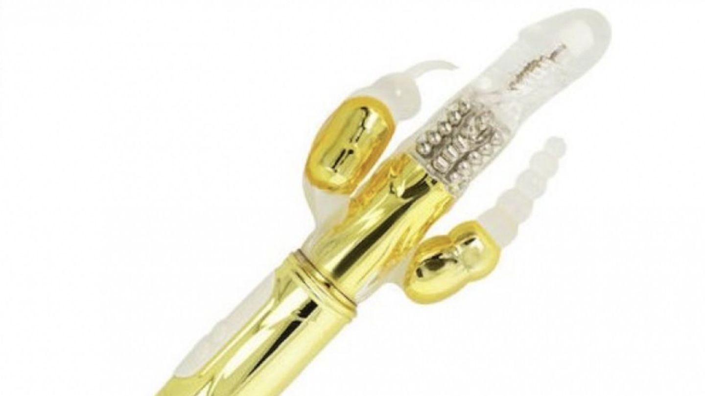 Ein goldener Vibrator der ausgeraubten Firma "Dream Love".