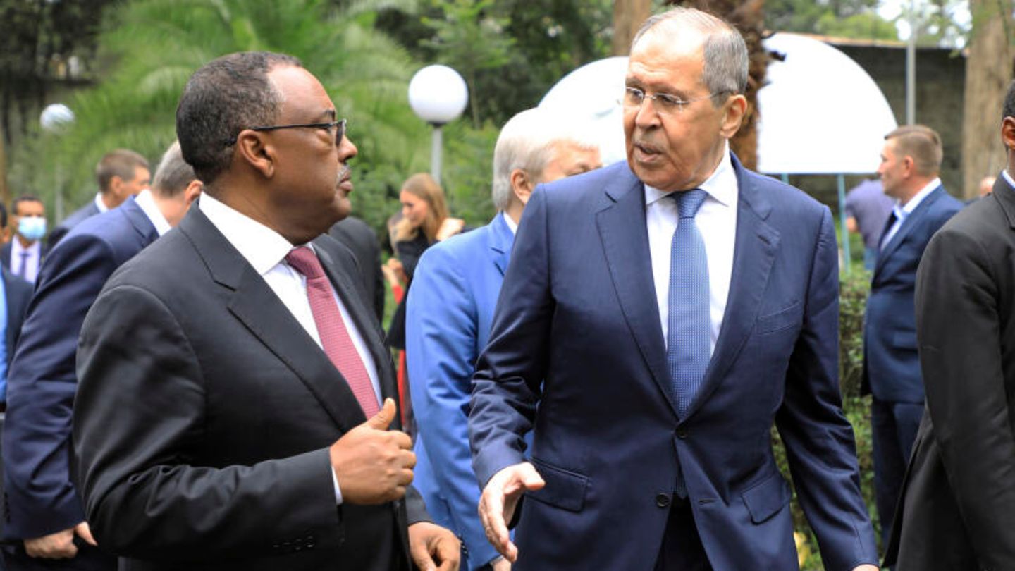 Sergej Lawrow, Außenminister von Russland, und sein äthiopischer Amtskollege Demeke Mekonnen Hassen im Juli 2022