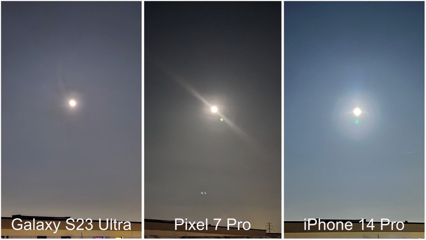 Samsung Galaxy S23 / iPhone 14 Pro / Pixel Pro 7 Vergleich Mond 1