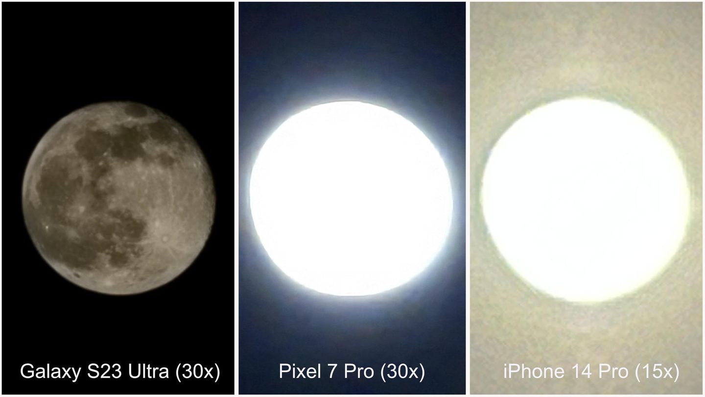 Samsung Galaxy S23 / iPhone 14 Pro / Pixel Pro 7 Vergleich Mond 2