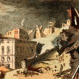 Das durch ein Erdbeben und Tsunamis zerstörte Lissabon, 1755