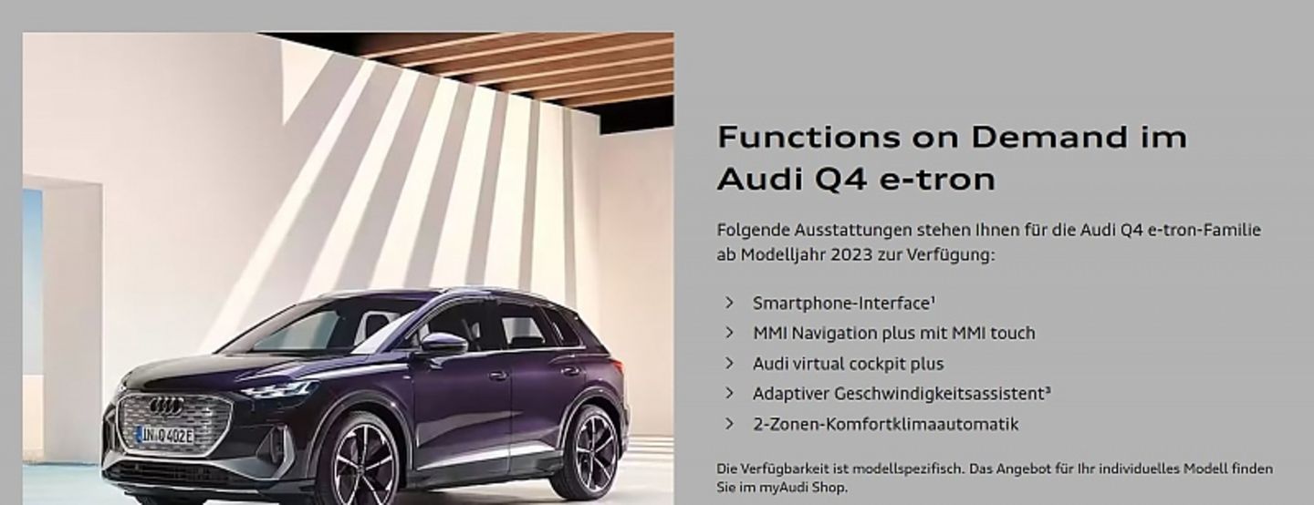 Functions on Demand im Audi Q4 e-tron