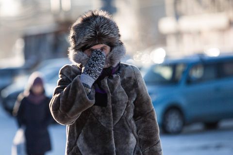 Bei minus 31 Grad ist ein Pelzmantel oft die einzige Rettung, wie hier in Omsk