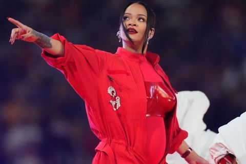 Superstar Rihanna während ihrer Halbzeitshow 